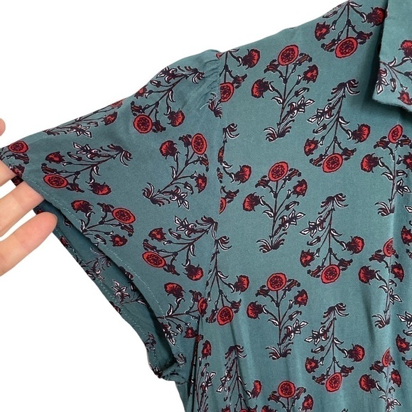 Urban Outfitters Teal Floral Romper Cap Sleeves Size XS - Picture 8 of 12